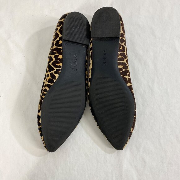 Vionic Leopard Print Calf Hair Ballet Flat Pointy Toe Used - Picture 8 of 11